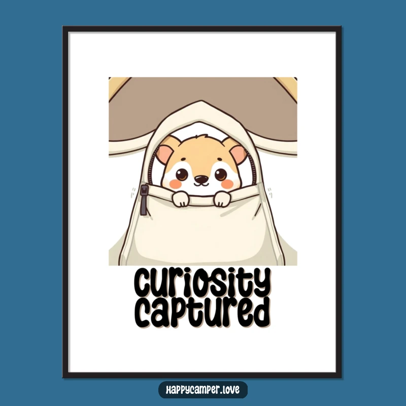 Funny Curious Animal Tent Peek Digital Art - Whimsical Printable Wall Decor