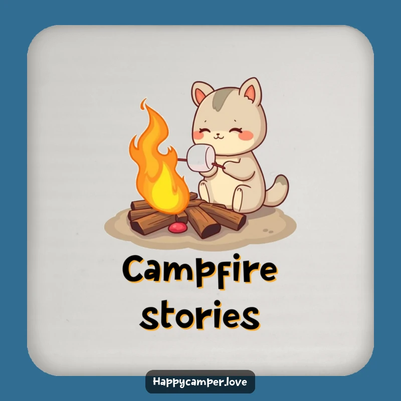 Funny Marshmallow Roasting Animal Drink Coaster - Protect Surfaces with Campfire Cheer