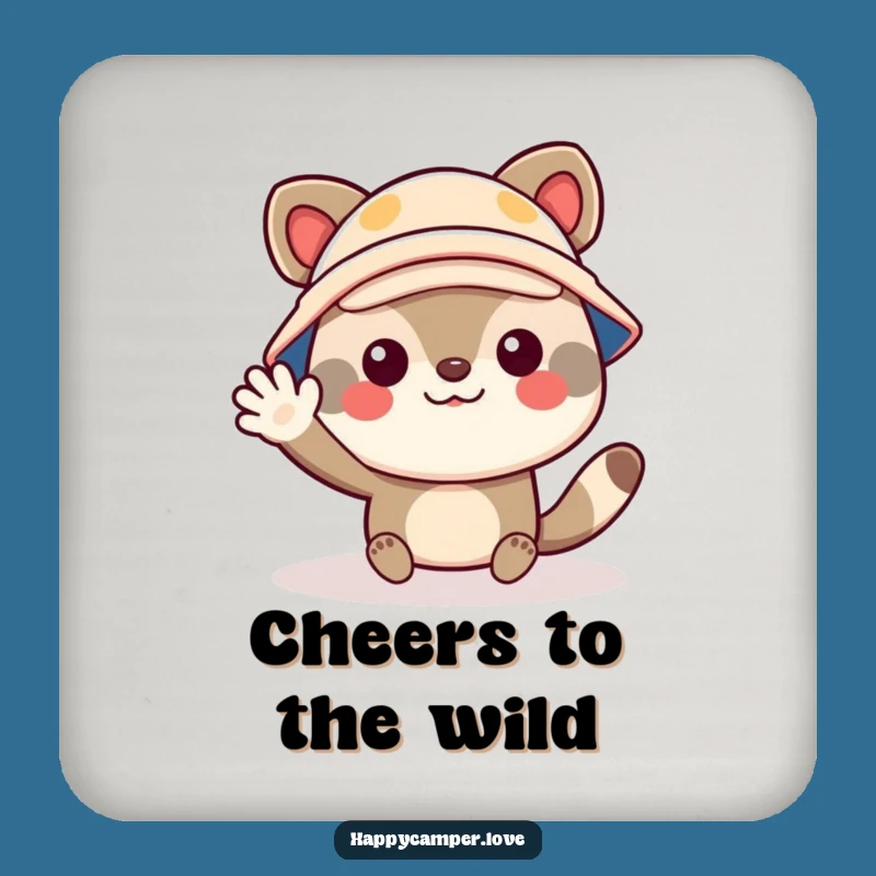 Funny Camper Coaster: Cheerful Animal Protecting Surfaces with Aloha
