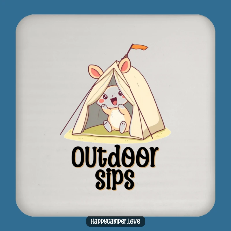 Funny Wobbly Tent Pitching Animal Drink Coaster - Protect Surfaces with Humor