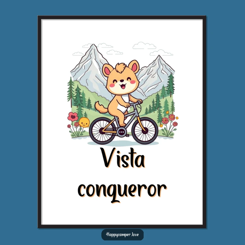 Funny Cycling Animal Mountain Poster - Inspiring Wall Art for Active Homes
