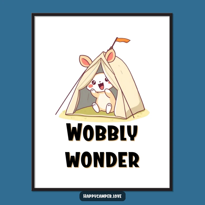 Funny Wobbly Tent Pitching Animal Poster - Hilarious Wall Art for Camp Lovers