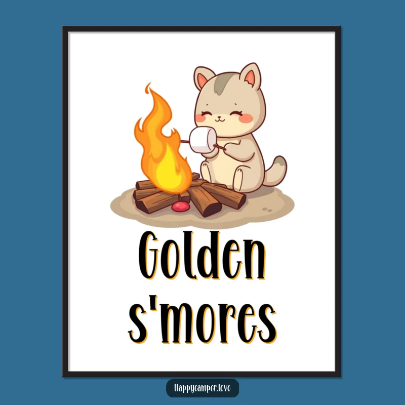 Funny Marshmallow Roasting Animal Poster - Charming Wall Art for Camp Lovers