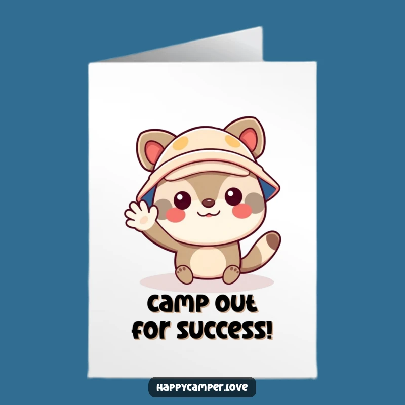 Free Printable Congrats Card: Waving Camper Animal - Downloadable Journey Gift