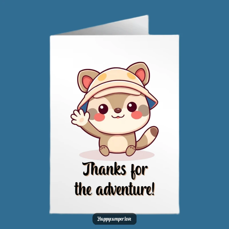 Free Printable Thank You Card: Camper Animal Wave - Downloadable Gratitude Gift